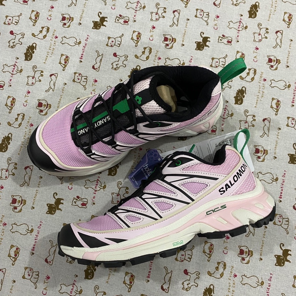 Salomon Women’s Pink and Green Trail Sneakers - Picture 3 of 8